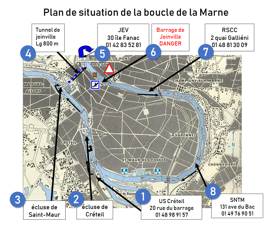 Plan de la boucle de la Marne